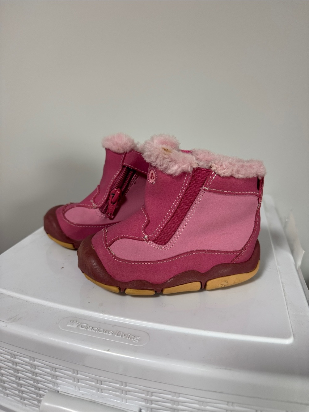 Kids Pink Fleece-Lined Snow Boots with Easy Side Zipper